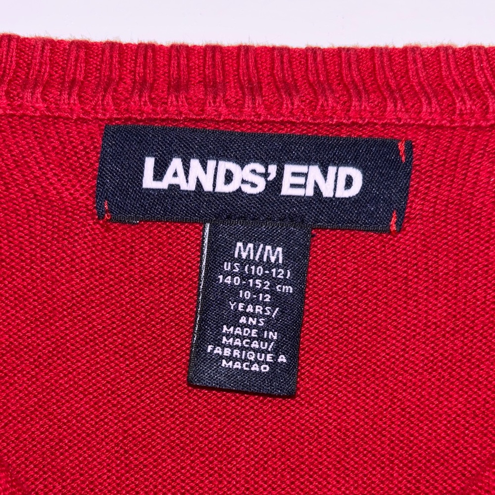 Lands’ End Red Button Down Cardigan Size Medium - Picture 3 of 5
